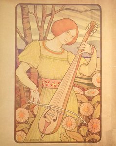 リュートを持つ若い女性 作： Paul Berthon